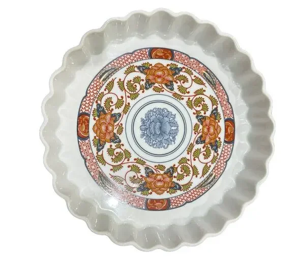 New Vintage George Briard’s PEONY PATTERN OVENWARE Tart Pan 10” Fluted Signed