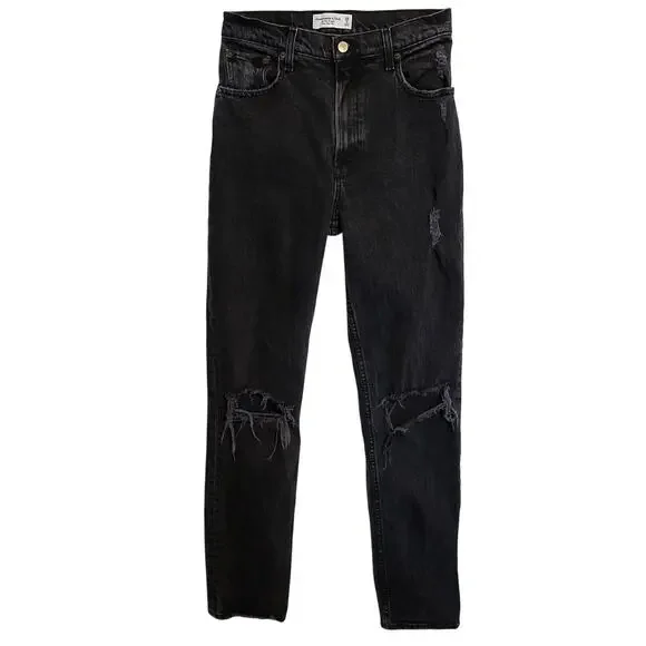 Abercrombie & Fitch Jeans Womens 2L Charcoal Black 90s Straight Ultra High Rise