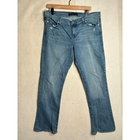 Rock & Republic Kasandra Bootcut Jeans Rhinestone Logo Medium Wash‎ Womens 16M