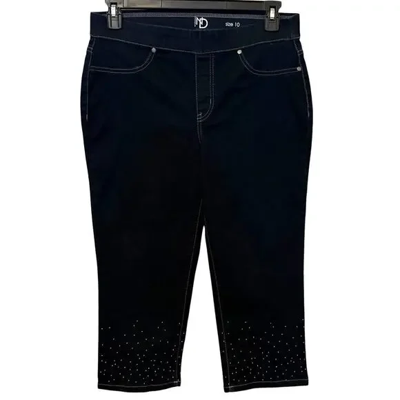 New Directions Capri Crop Jeans Silver Studded Size 10