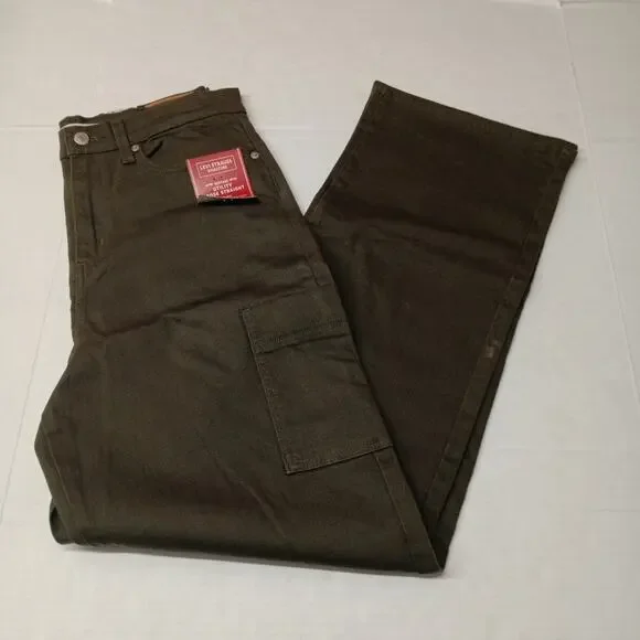 Women's Green Levi Strauss‎ Signature High Rise Utility Loose Jeans Size 10/W30