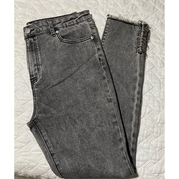 POL Jeans POL pants sexy edgy grey black jeans stretch denim NEW womens large