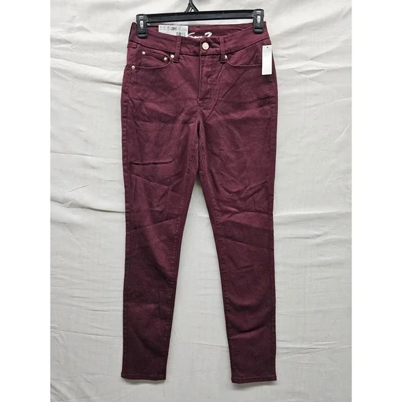Seven7 Womens High Rise Skinny Jeans Burgundy Cotton Blend Casual Size 6
