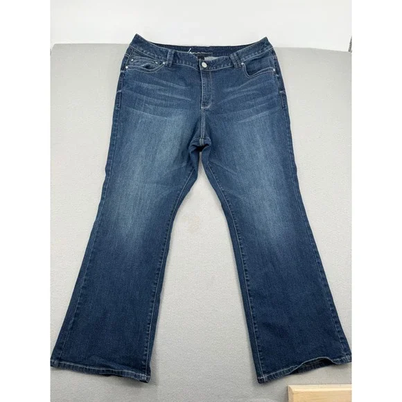 Lane Bryant Genius Fit Slim Boot Jeans Womens 22P Petite (40x29) Blue Denim