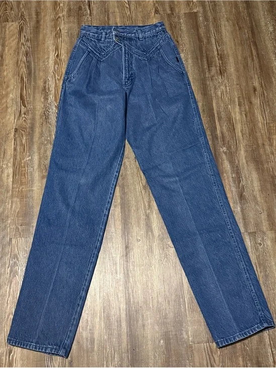 Vintage Rocky Mountain Straight Leg Jeans Women's 7/28 Two Button 90s Bareback
