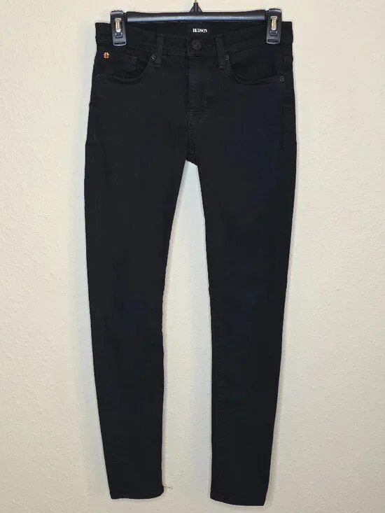 Hudson Nico Midrise Super Skinny Black Jeans, Size 25