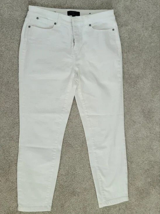 Talbots Simply Flattering 5 Pocket Jeggings Crop White Jeans , Size 8