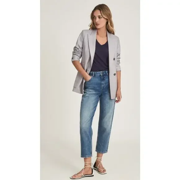 Reiss Medium Blue Elle‎ High Rise Straight Jeans Women's 24
