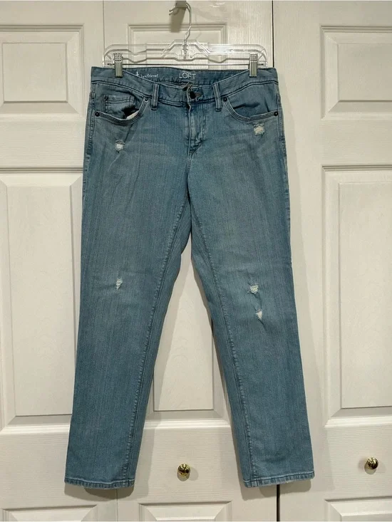 💙 Ann Taylor Loft Boyfriend Blue Distressed Denim Jeans - 4/27 (01272)
