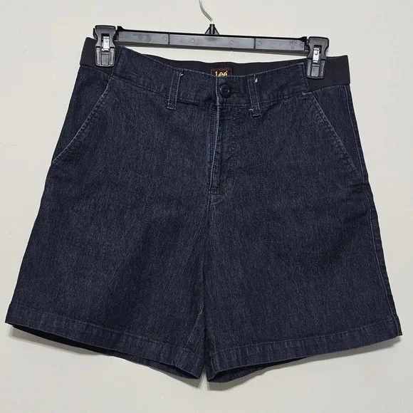 Lee Women's‎ Jeans Size 10 Blue Short Dark Wash Elastic Waistband Pockets 443226