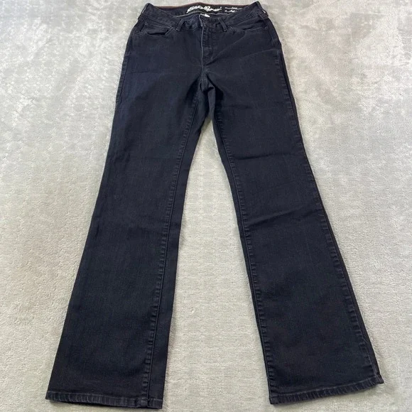 Eddie Bauer Jeans Curvy Womens 8‎ Black Boot Cut Stretch Denim Mid Rise Outdoor
