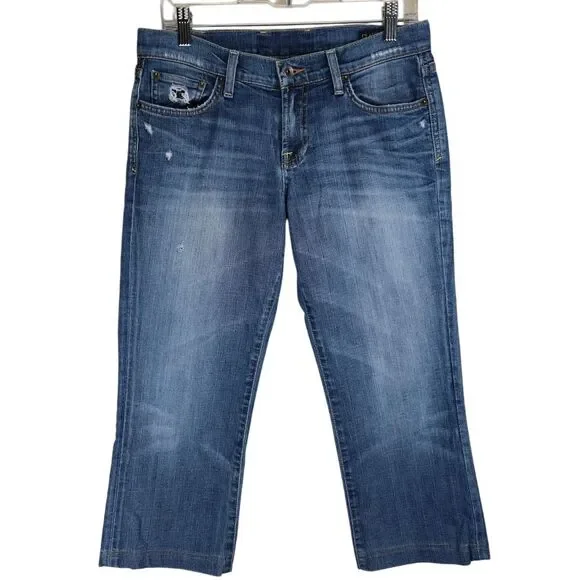 Lucky Brand Classic Rider Capri Jeans Size 6 Medium Wash Western Casual Bohemian