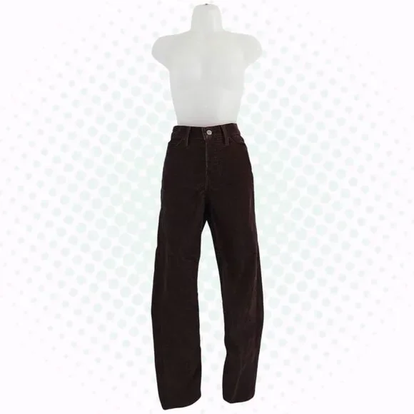 Levi's Chocolate Brown Corduroy Wedgie Straight Leg High Rise Jeans Size 25