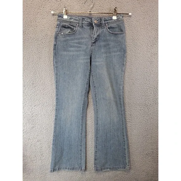 Arizona Jeans Womens 12 (Fits‎ 26x26) Med Wash Denim Rhinestone Pocket Straight