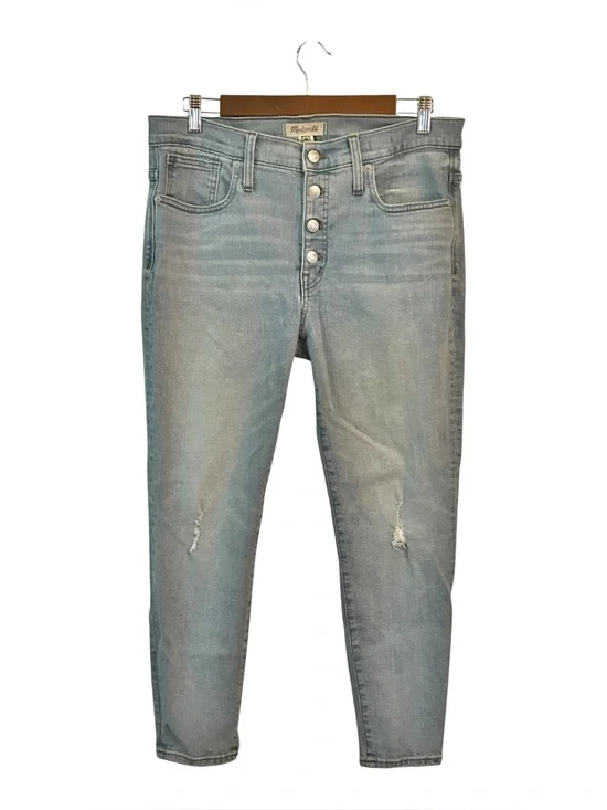 Madewell 9” High-Rise Skinny Crop Distressed Jeans in a light wash denim SZ‎ 31
