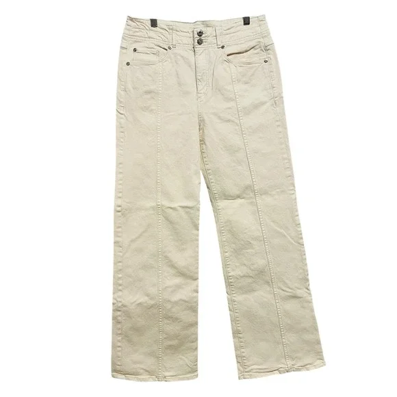 LOFT The Wide Leg Jeans Womens 4 Cream Ecru Wide Leg Stretch Utility Denim Pants