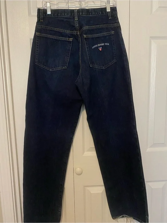 Vintage Guess Dark Blue Denim Jeans with Contrast Stitchingmade in USA100%cotton