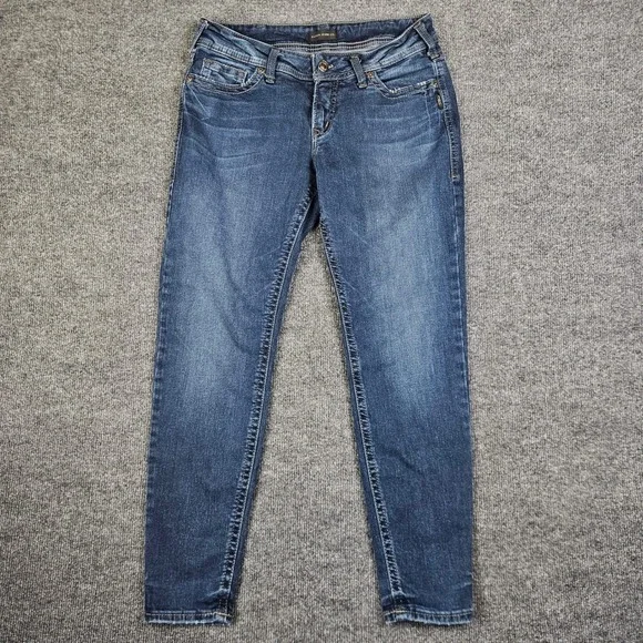 Silver Suki Skinny Jeans Women's 32 Dark Wash Mid Rise Denim Stretch Blue Casual