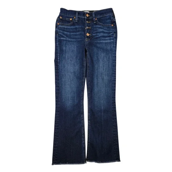 J.Crew Billie Demi Boot Crop Jeans Womens 24 Dark Wash Excellent Button‎ 9