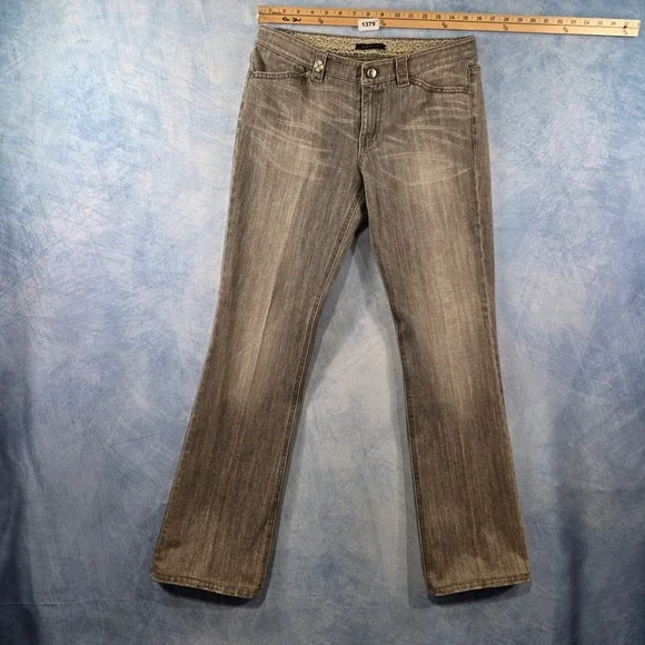 Elie Tahari Gray Wash Bootcut Jeans Lace Trim‎ Waistband Size 8 Womens
