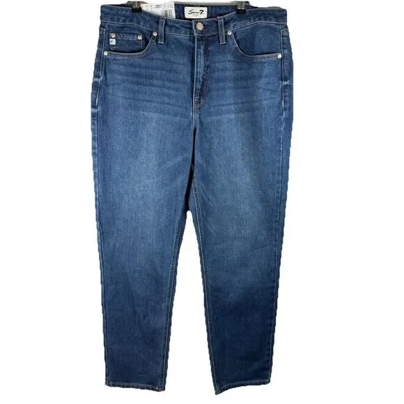 Seven7 Women's 90's Straight Jean Size 12 Dark Wash‎ Basic Minimalist NWT