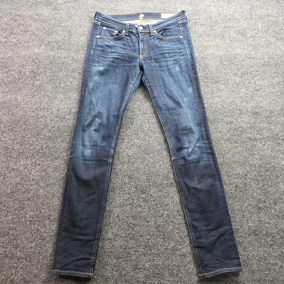 Rag & Bone Skinny Jeans Kensington Dark Wash Denim USA Made Size‎ 27 Blue Womens
