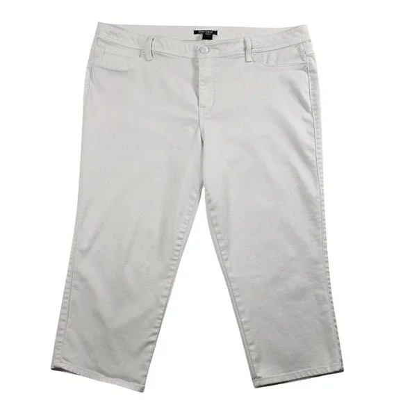Roz & Ali Jeans Size 20‎ Capri Straight High Rise Light Wash Stretch White