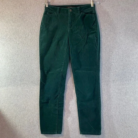 Talbots Jeans Pants‎ Women's Sz 2 Curvy Straight Dark Green Classic Comfort EUC