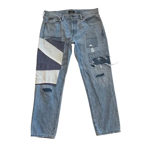 Polo Ralph Lauren Jeans Women 30 (34x28) Denim The Avery Boyfriend Patchwork