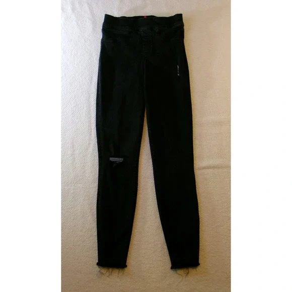 Spanx Black Distressed Ankle Skinny Jeans High Rise Pull On‎ 20213R Womens Small