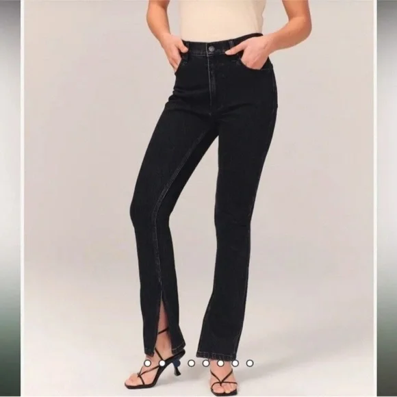 Abercrombie & Fitch The Skinny High Rise Split Hem Black Jeans-size 30/10 NWT🔥