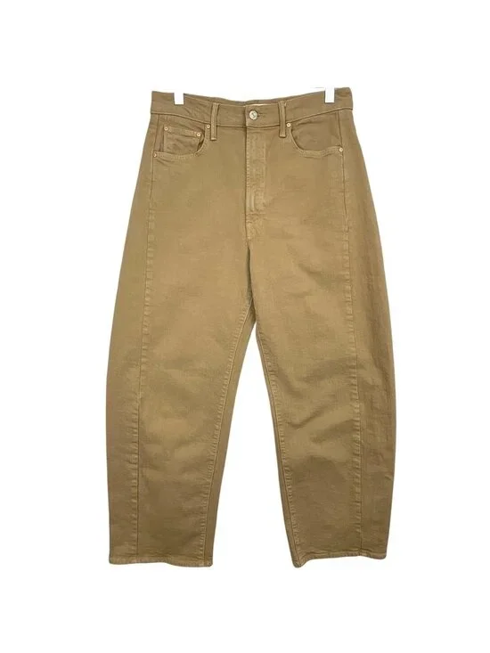 Mother Superior Half Pipe Flood Jeans Womens 30 Beige High Rise Barrel Wide Leg