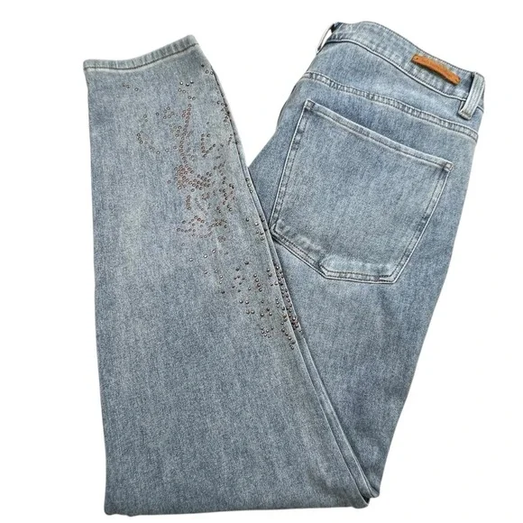 Soft Surroundings Womens 12 Skinny Fit Rhinestone Embellished Medium Wash Jeans‎