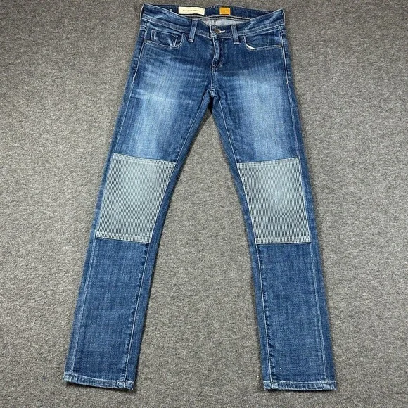 Pilcro Patchwork‎ Jeans Womens Size 26 Medium Wash Faded Knee Patch