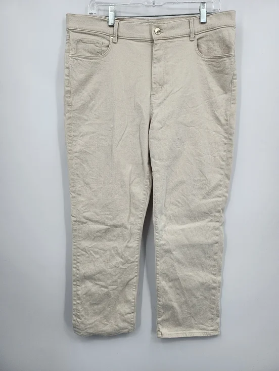 Ann Taylor Size 12 Straight‎ Leg Cream Summer Jeans Pants