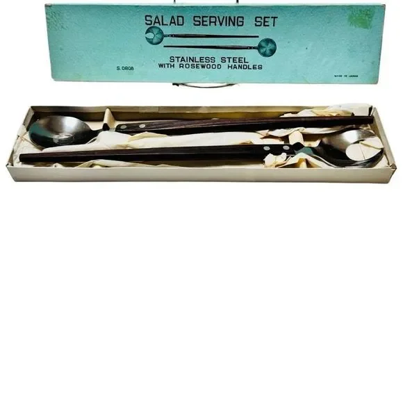 MCM- Rosewood Handle SALAD SERVING SET - Japan - S.0808