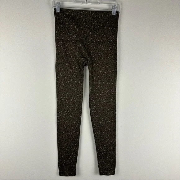 Spanx Green Brown Cheetah Print Look At Me Now Seamless Leggings Size Large