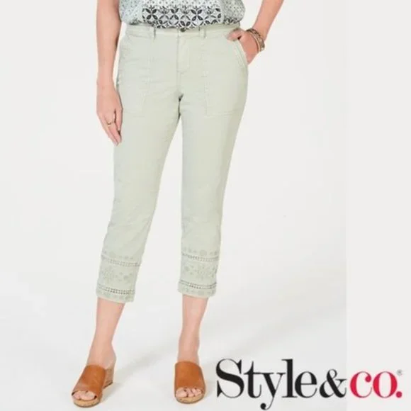 Style & Co Women Green Capri Pants Size 12 NEW