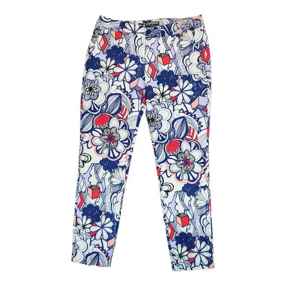 Express Floral Print Columnist Ankle Pant Size‎ 4R Cotton Women's