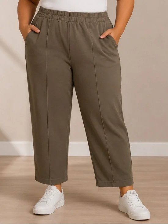 a new day Olive Green Elastic Waist Women's Jogger Pants WITH POCKETS SIZE XL