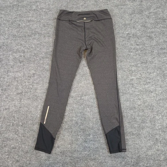 Kyodan Women's Size L Gray Heathered Running Leggings Mesh Trim Zipper Pocket