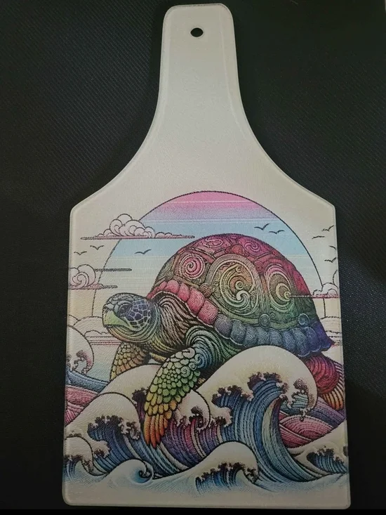 Colorful Turtle Cutting/Serving Board - Multicolor Sea Turtle Art
