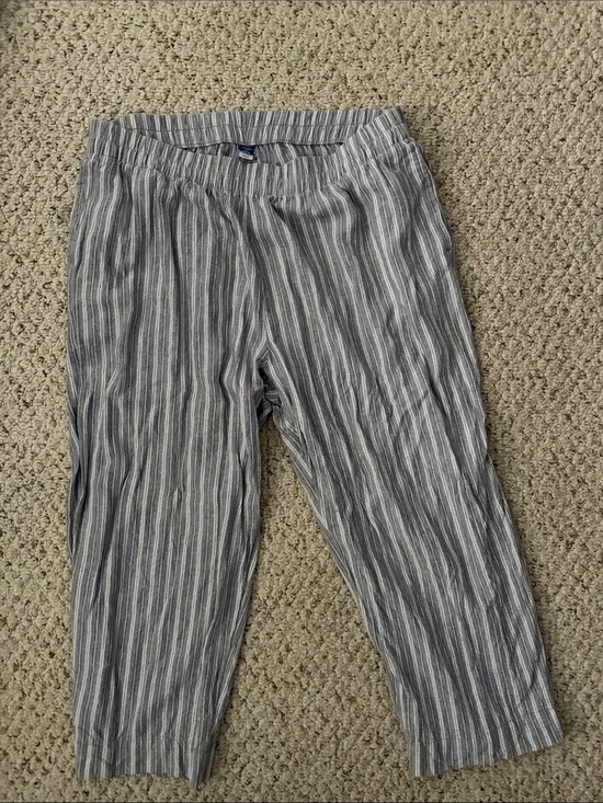 Old Navy Gray and White Striped Straight Pants