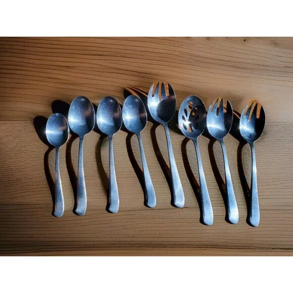 Wallace Stainless Steel Serving Utensils 8pc Spoons Forks Dishwasher Safe