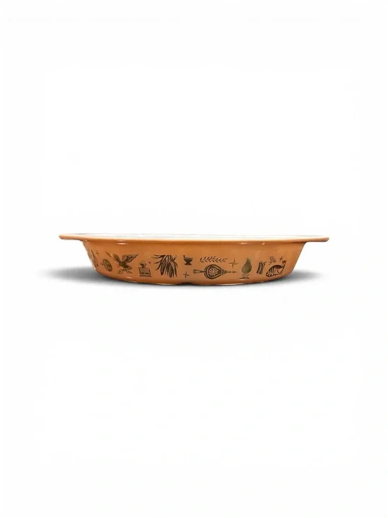 Vintage-Style Terracotta Baking Dish with Botanical Motif