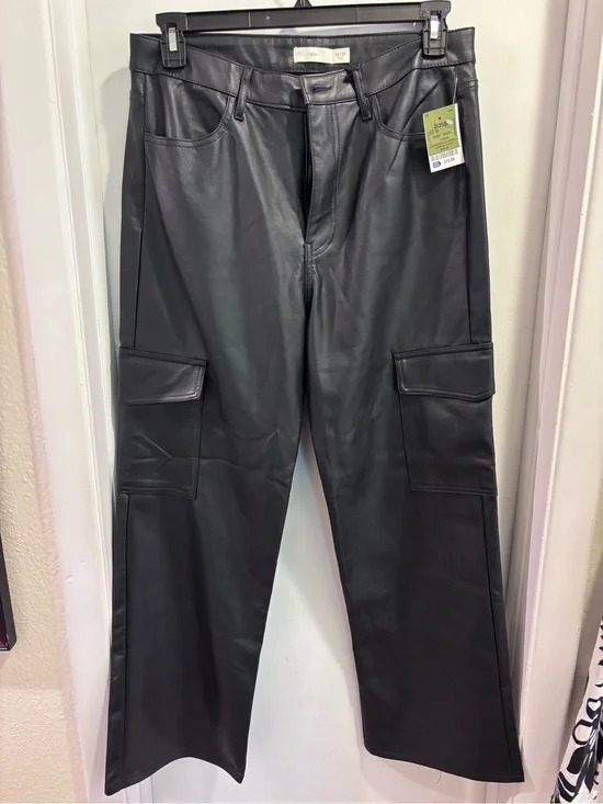 tgla Black Faux Leather Pants