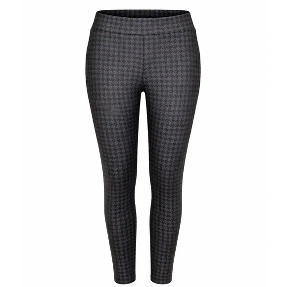 NYCC Leggings Womens Large Houndstooth Black Slim Stretch Pants Modern