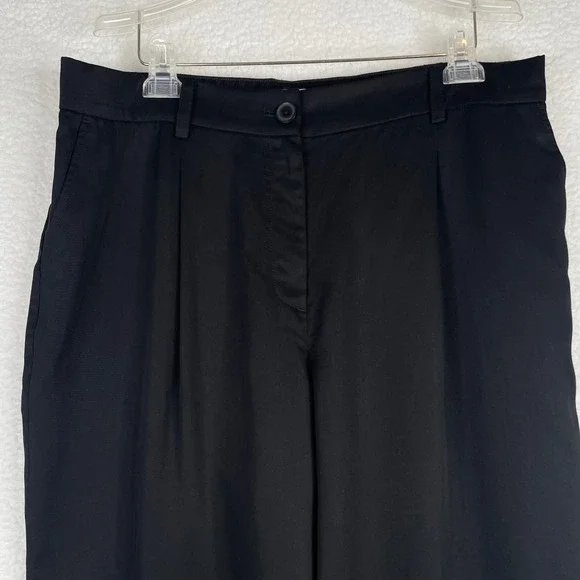LOFT Curvy Pleated Tapered Pants Black 100% Lyocell Cropped Trousers 16P Womens