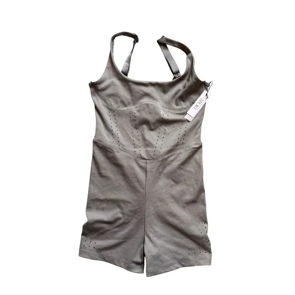 Victorias Secret Sport Bodysuit Romper Taupe Brown Laser Cut Perforated NWT
