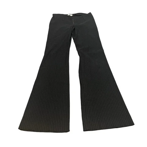 Wet Seal Pinstripe Flare Pants Womens 5 Black Hook Eye Closure Y2K Vintage
